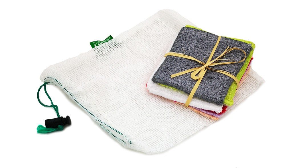 7 carrés démaquillants lavables en fibre de bambou avec filet de lavage Fibao - Benedetti