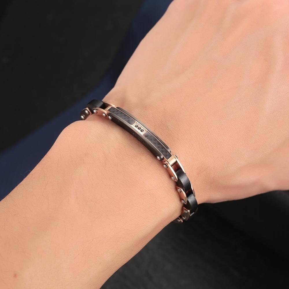 Bracelet acier bois d'ébène et fibre de carbone FL WATCH - Benedetti