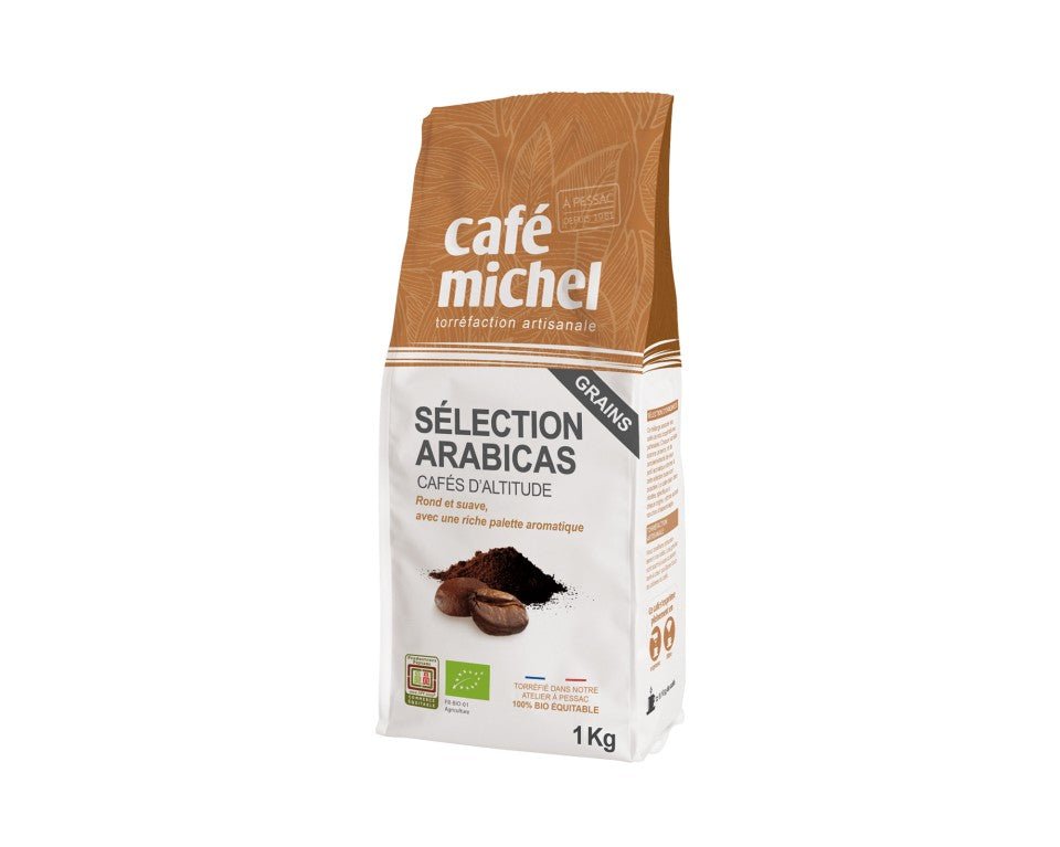 Café Grains Selection Arabicas Café d'altitude Café Michel bio et equitable 1kg - Benedetti