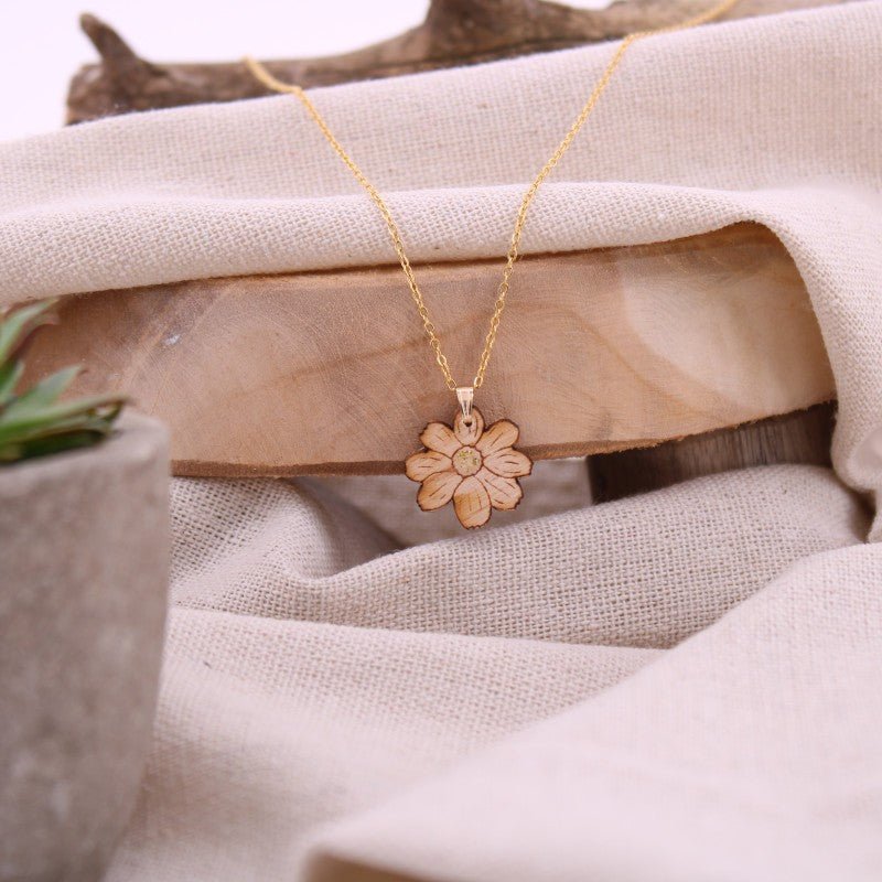 Collier en bois FLORINE chaine plaqué or BEWOOD - Benedetti