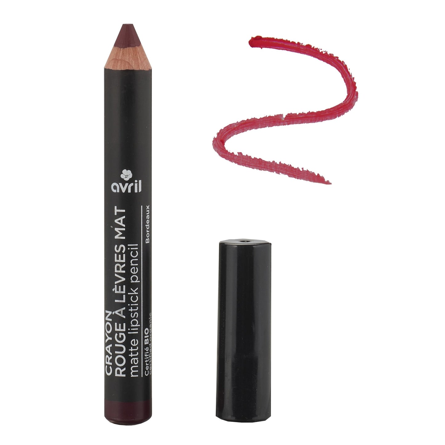 Crayon rouge a lèvres mat Bordeaux bio Avril - Benedetti