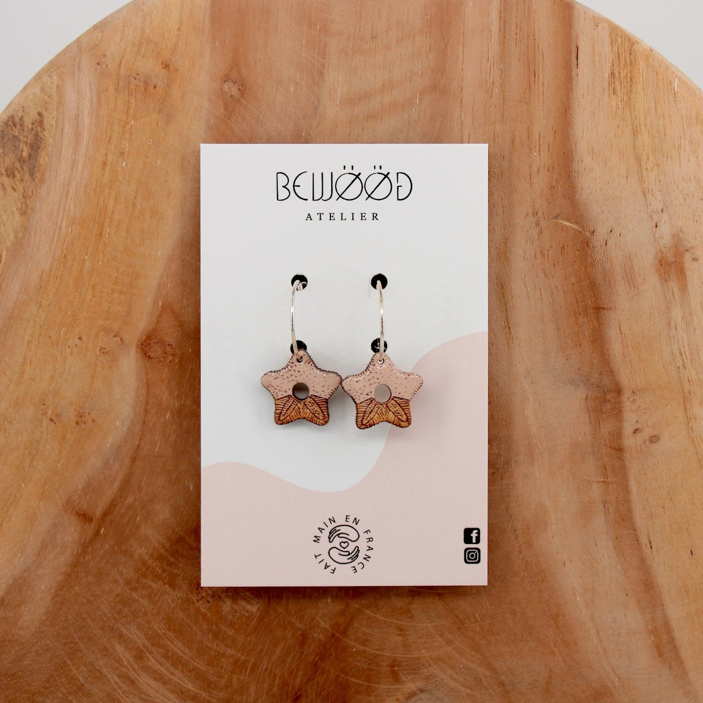 Créoles Etoile de Mer argent & crème BEWOOD - Benedetti