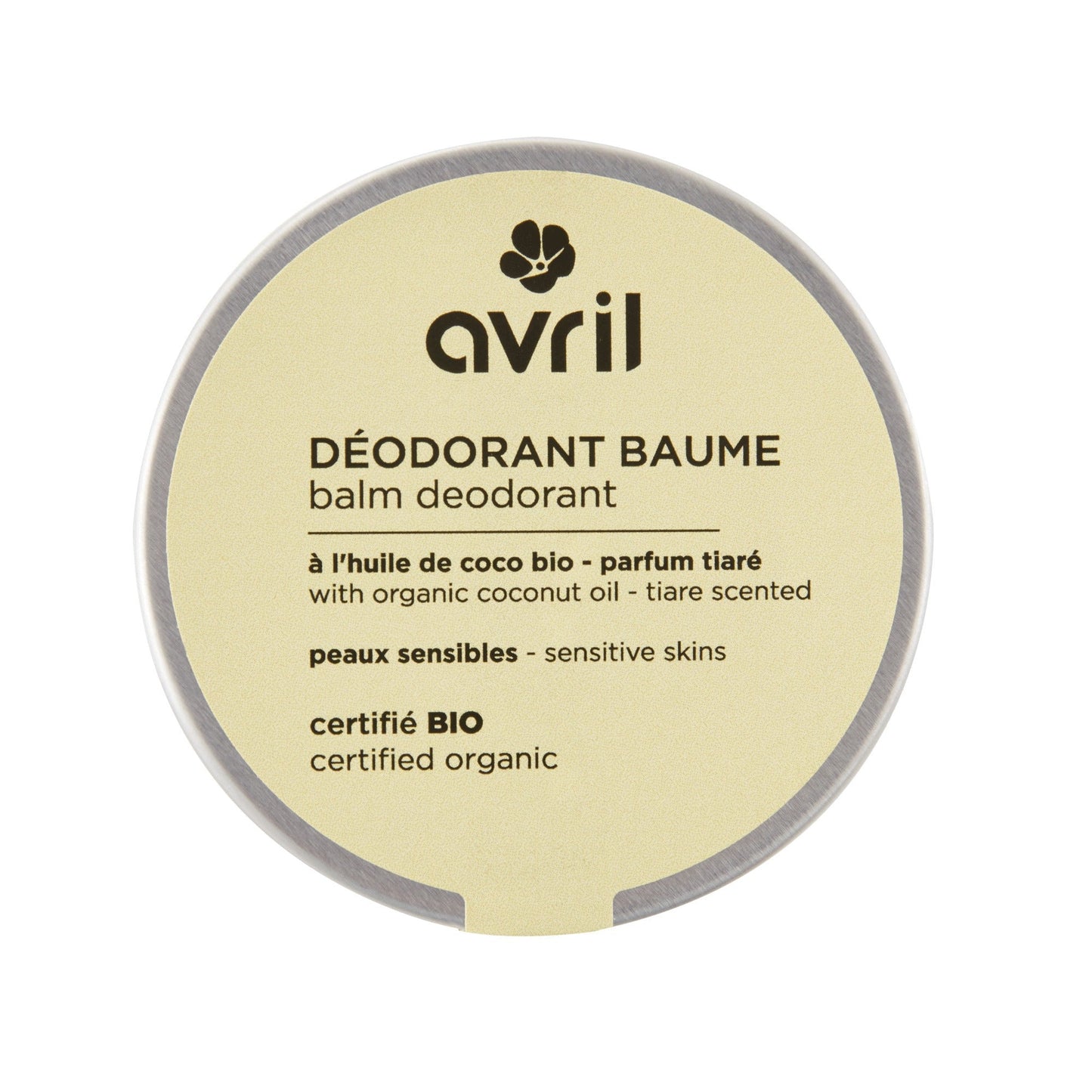 Déodorant baume peaux sensibles Tiaré 85g Avril - Benedetti