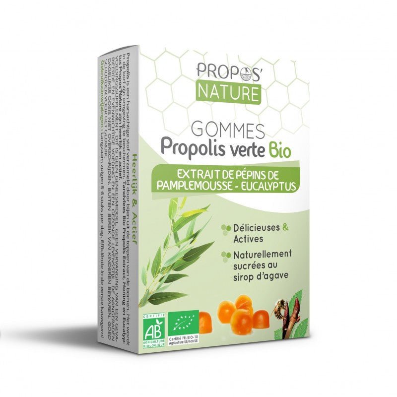 Gommes Propolis verte Bio Extrait de pépins de pamplemousse - Orange PROPOS NATURE 45g - Benedetti