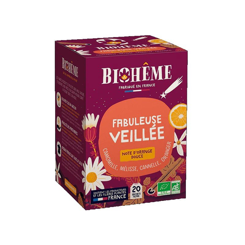 Infusions Fabuleuse Veillée Bio 20 sachets 100% végétal Biohème - Benedetti