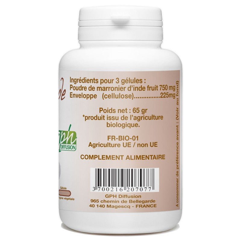 Marron d'Inde Bio dosé à 250mg 200 gélules végétales Gph Diffusion - Benedetti