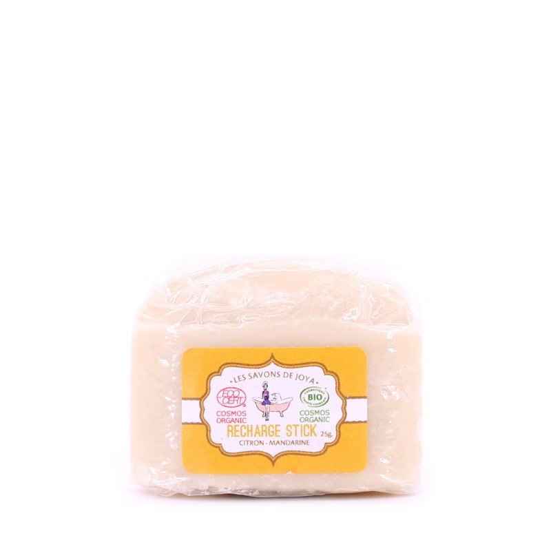 Recharge pour Déodorant bio en stick format mini rechargeable citron mandarine Les savons de Joya 25g - Benedetti