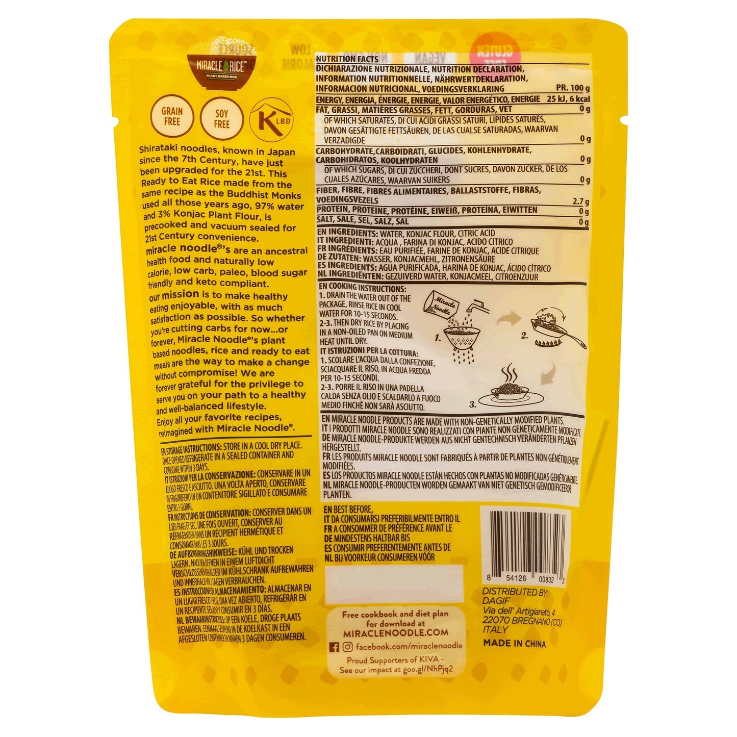 Riz Shirataki de Konjac Miracle Noodle 200g - Benedetti