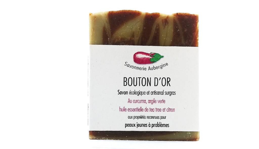 Savon bouton d'or savonnerie Aubergine 100g - Benedetti