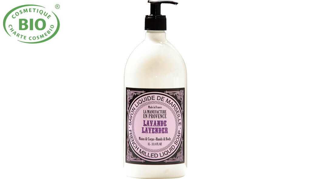Savon liquide de Marseille Lavande 1 litre La manufacture en Provence - Benedetti