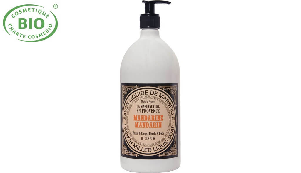 Savon liquide de Marseille Mandarine 1 litre la manufacture en Provence - Benedetti