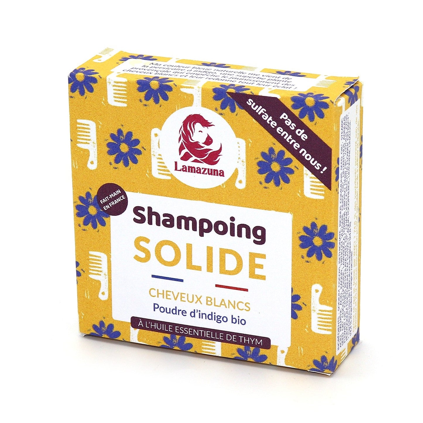 Shampoing solide Lamazuna Cheveux Blancs à la poudre d'Indigo bio 70ml - Benedetti