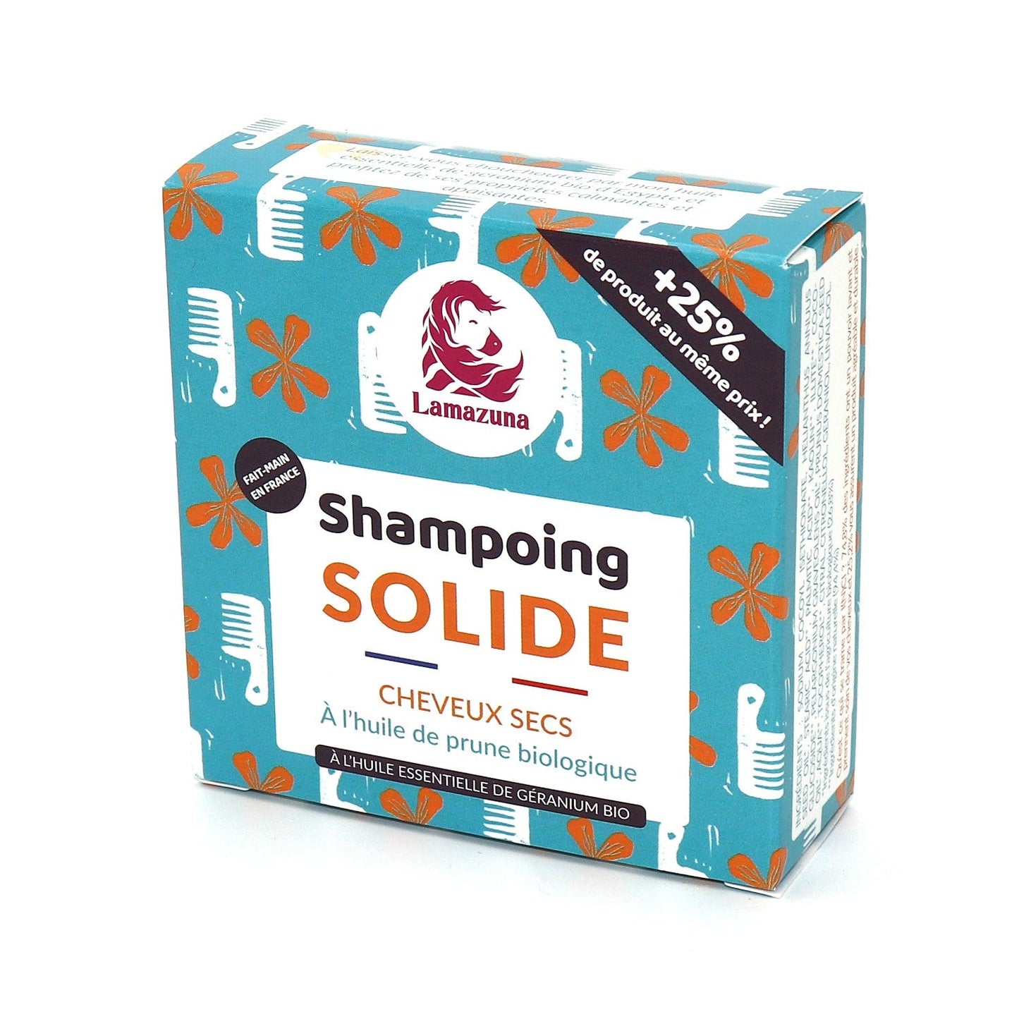 Shampoing solide Lamazuna Cheveux Secs à l'huile de prune bio 70ml - Benedetti