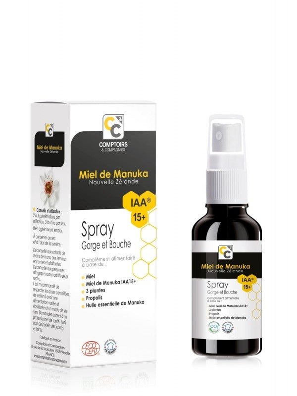 Spray Bio gorge et bouche au miel de Manuka Comptoirs et Compagnies 25ml - Benedetti