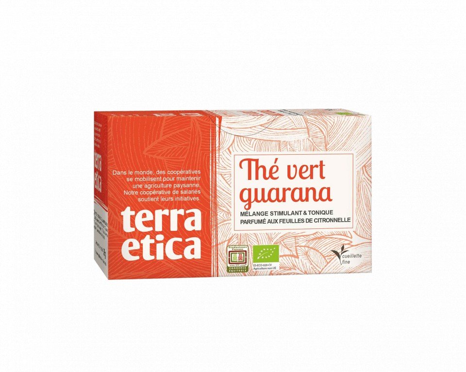 Thé Vert Guarana 20 sachets Bio et équitable Terra Etica 36g - Benedetti