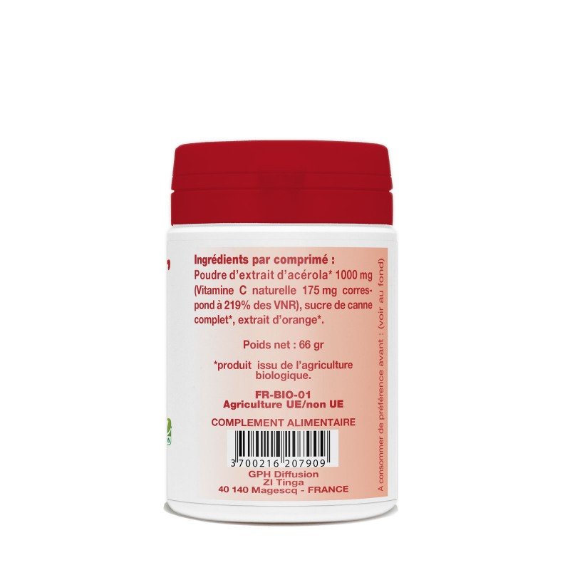 Vitamine C naturelle Acérola Bio 30 comprimés de 2,2g Gph Diffusion - Benedetti