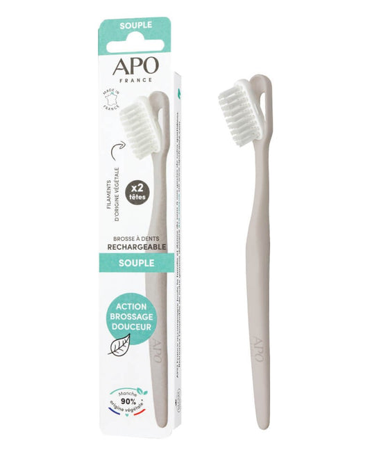 Brosse à dents rechargeable extra souple + 2 têtes couleur Nude APO