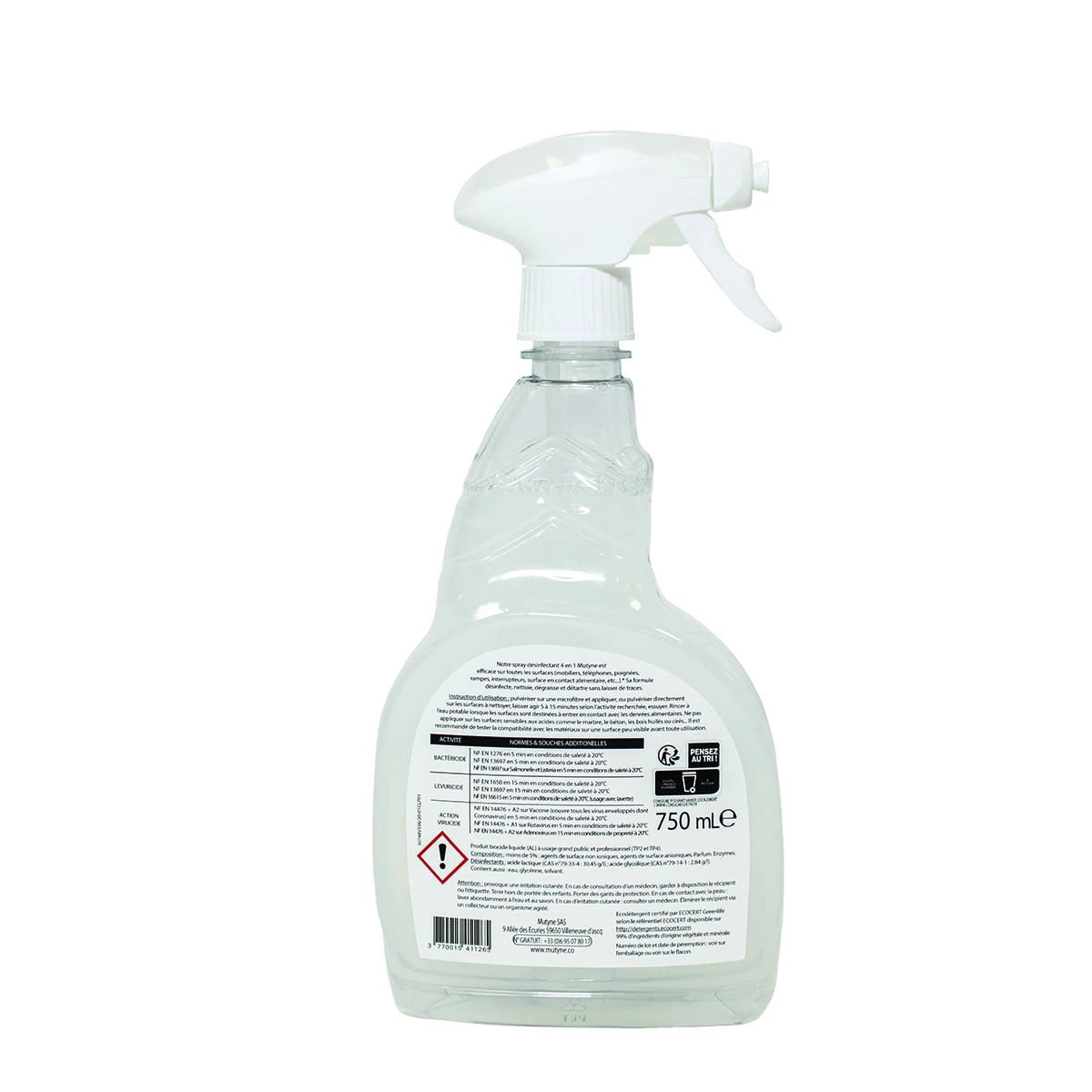 Spray  Désinfectant multisurfaces 4 en 1 menthe Mutyne 750ml