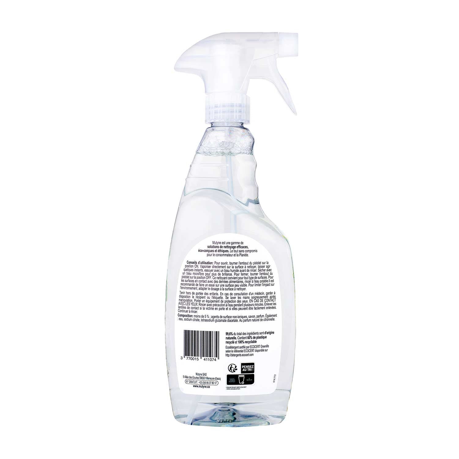 Spray Nettoyant multisurfaces Dégrassaint Citronnelle Mutyne 750ml