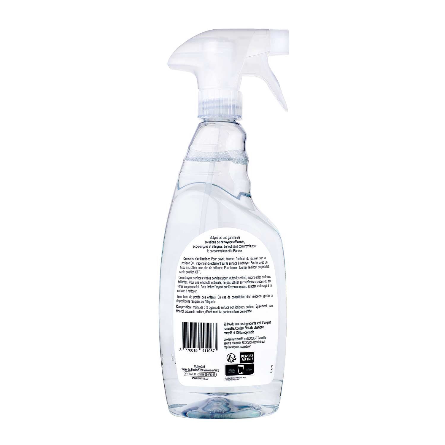 Spray Nettoyant Surfaces vitrées Menthe Mutyne 750ml