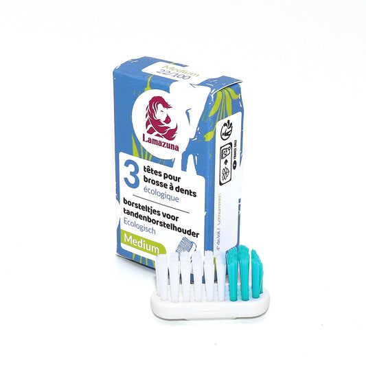 Recharge 3 têtes pour brosse à dents Lamazuna médium ou souple