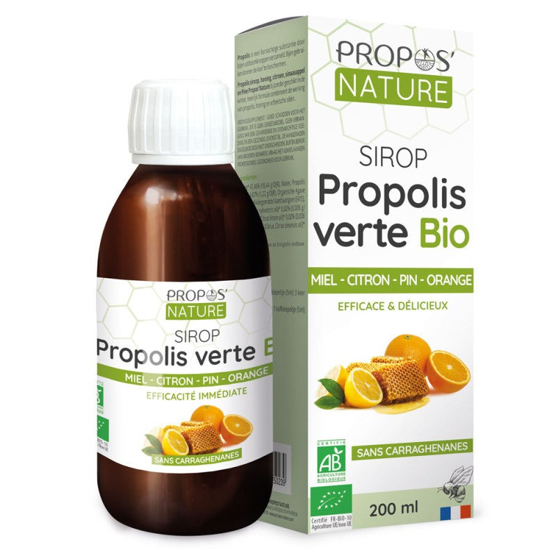 Sirop Propolis verte Bio Miel - Citron - Pin - Orange  PROPOS NATURE 200ml