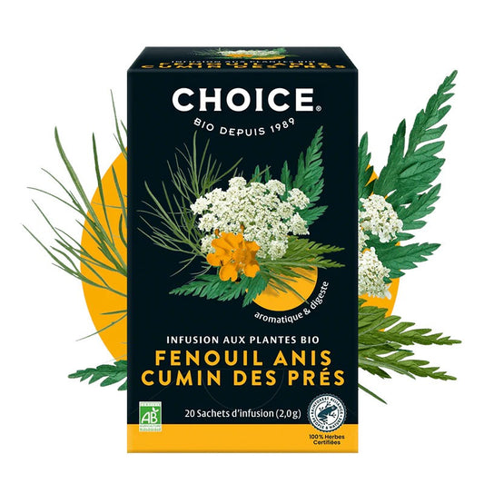 Infusion Fenouil Anis Cumin des prés Bio 20 sachets Choice