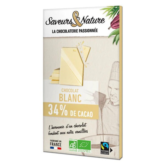 Tablette de chocolat blanc bio 80g Saveurs & Nature