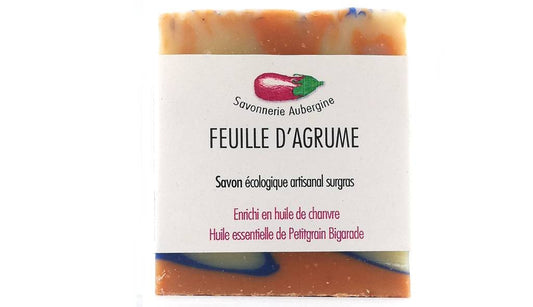 Savon feuille d'agrume savonnerie Aubergine 100g