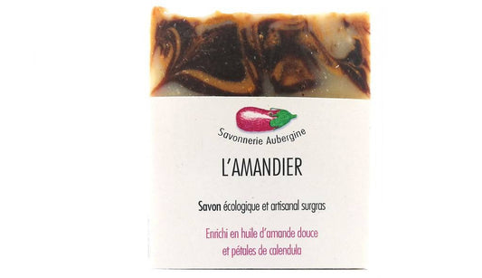 Savon feuille l'amandier savonnerie Aubergine 100g