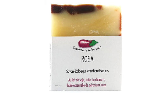 Savon feuille rosa savonnerie Aubergine 100g