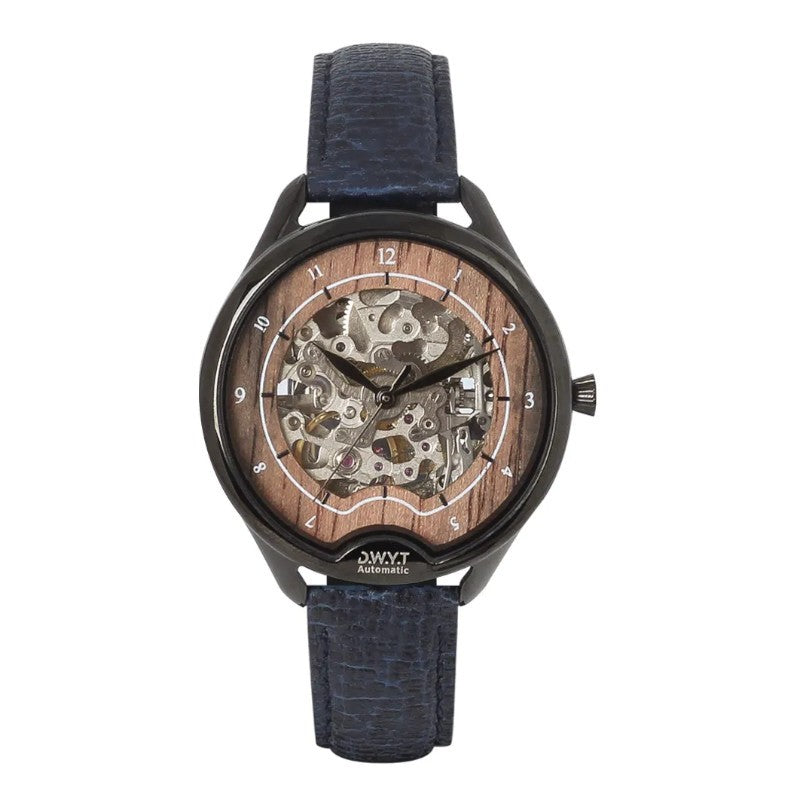 Montre ODYSSEY Automatique BLACK Vegan Pomme bleu Femme DWYT