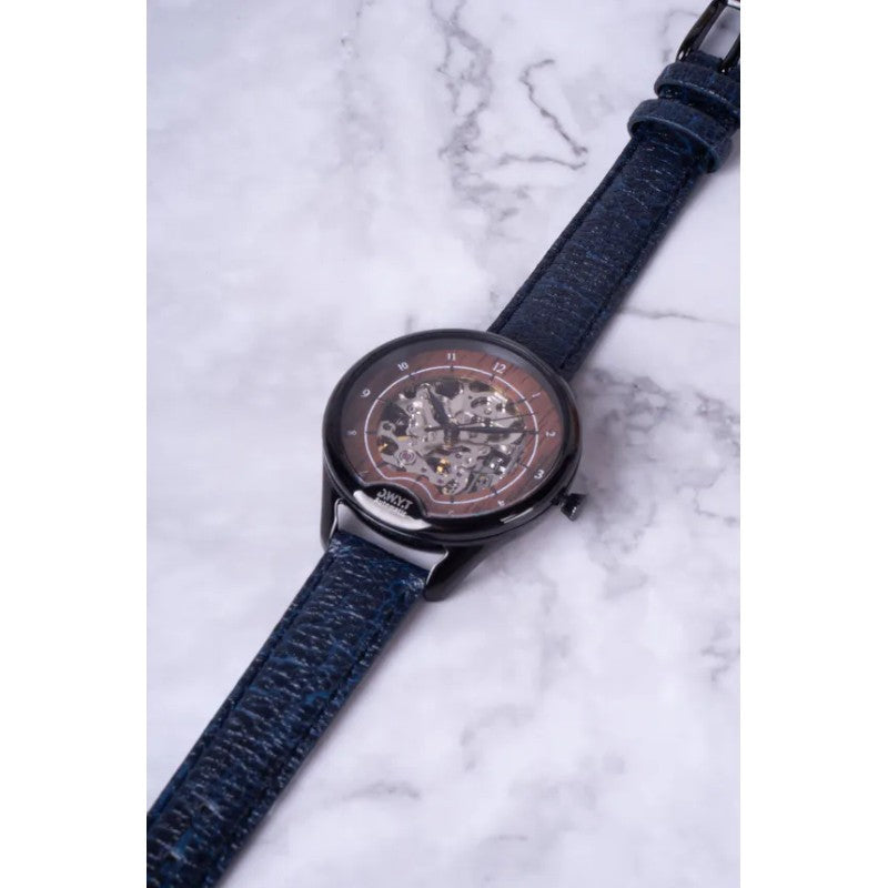 Montre ODYSSEY Automatique BLACK Vegan Pomme bleu Femme DWYT