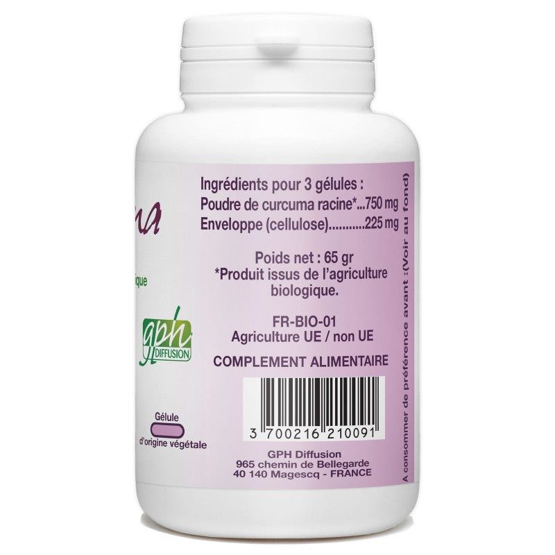 Curcuma Bio dosé à 250mg 200 gélules végétales Goh Diffusion