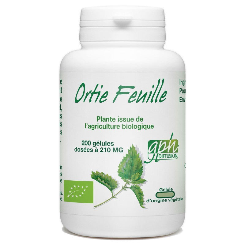 Ortie Feuille Bio dosé à 210mg 200 gélules végétales Gph Diffusion