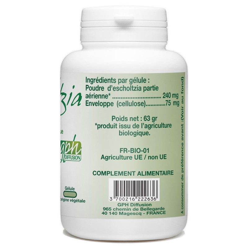 Escholtzia Bio dosé à 240mg 200 gélules végétales Gph Diffusion