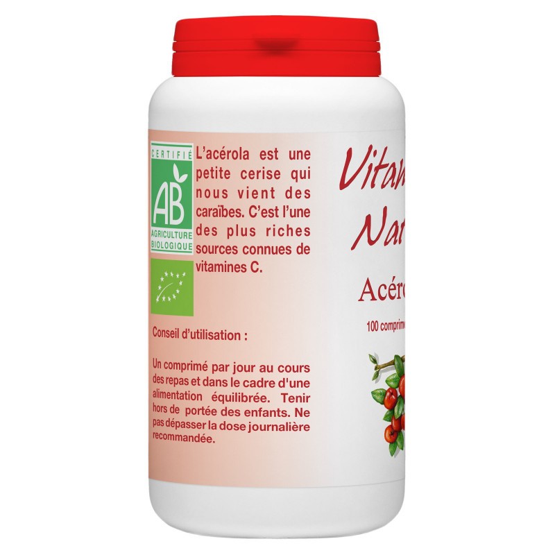 Vitamine C naturelle Acérola Bio 100 comprimés de 2,2g Gph Diffusion