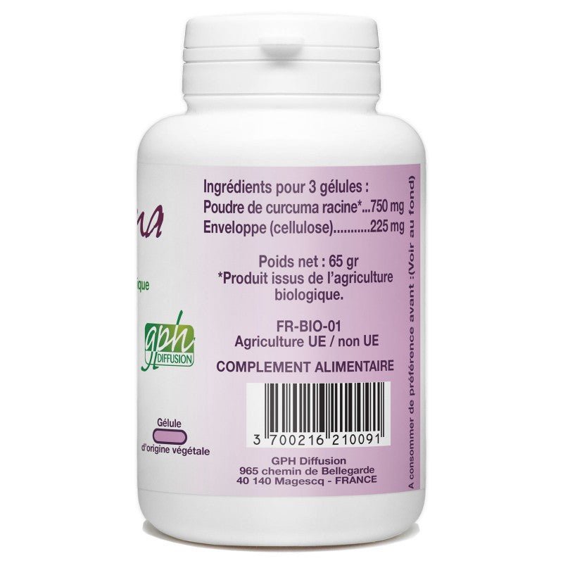 Curcuma Bio dosé à 250mg 200 gélules végétales Gph Diffusion - Benedetti