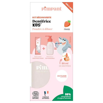 Kit découverte dentifrice kids Fraise (1 bouteille + 1 stick) Pimpant - Benedetti