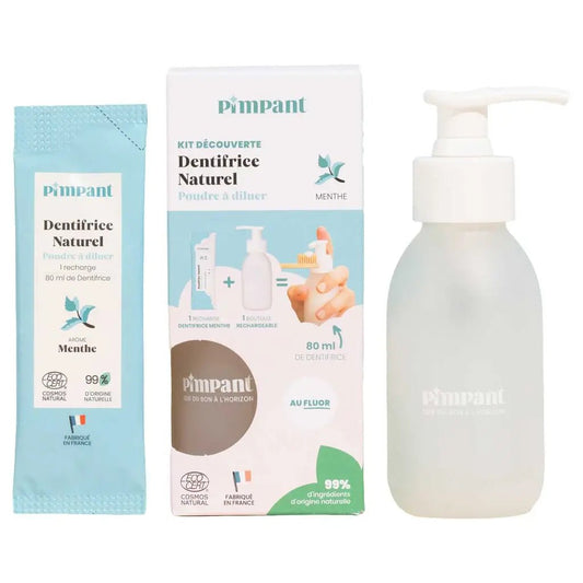 Kit découverte dentifrice Menthe (1 bouteille + 1 stick) Pimpant - Benedetti