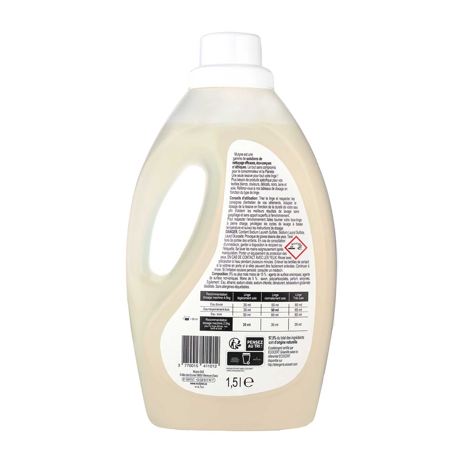 Lessive liquide Fleur de Lotus 30 Lavages Mutyne - Benedetti