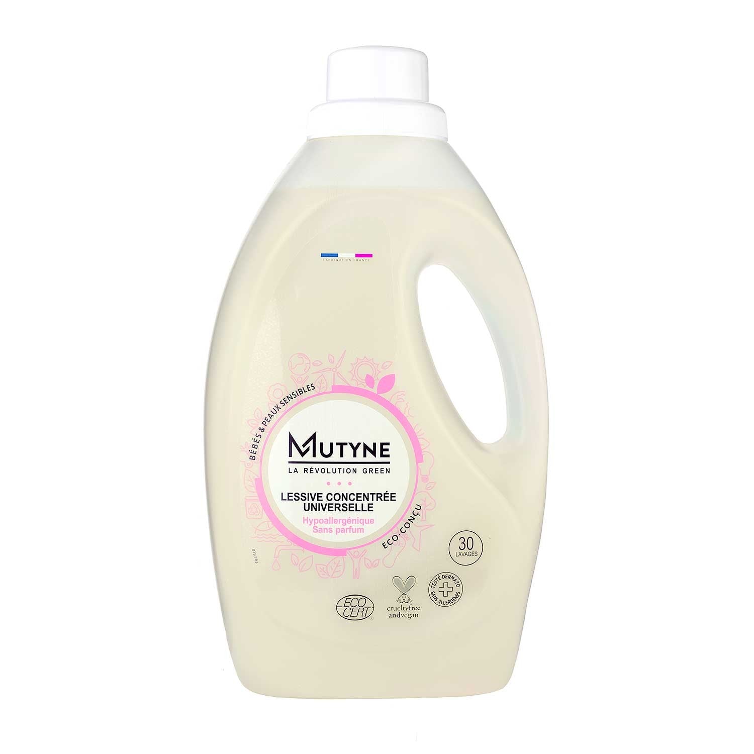 Lessive liquide hypoallergénique sans parfum 30 Lavages Mutyne - Benedetti