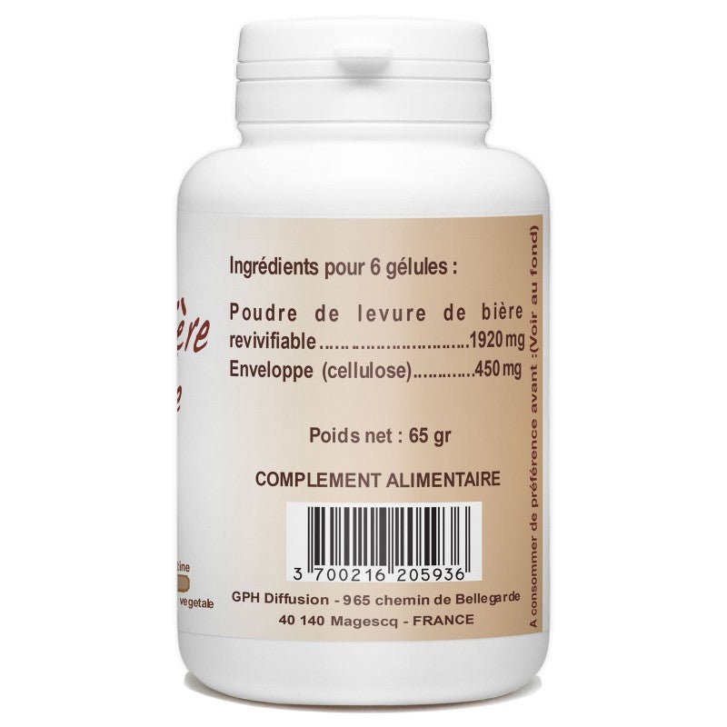 Levure de bière revivifiable dosé à 320mg 200 gélules végétales Gph Diffusion - Benedetti