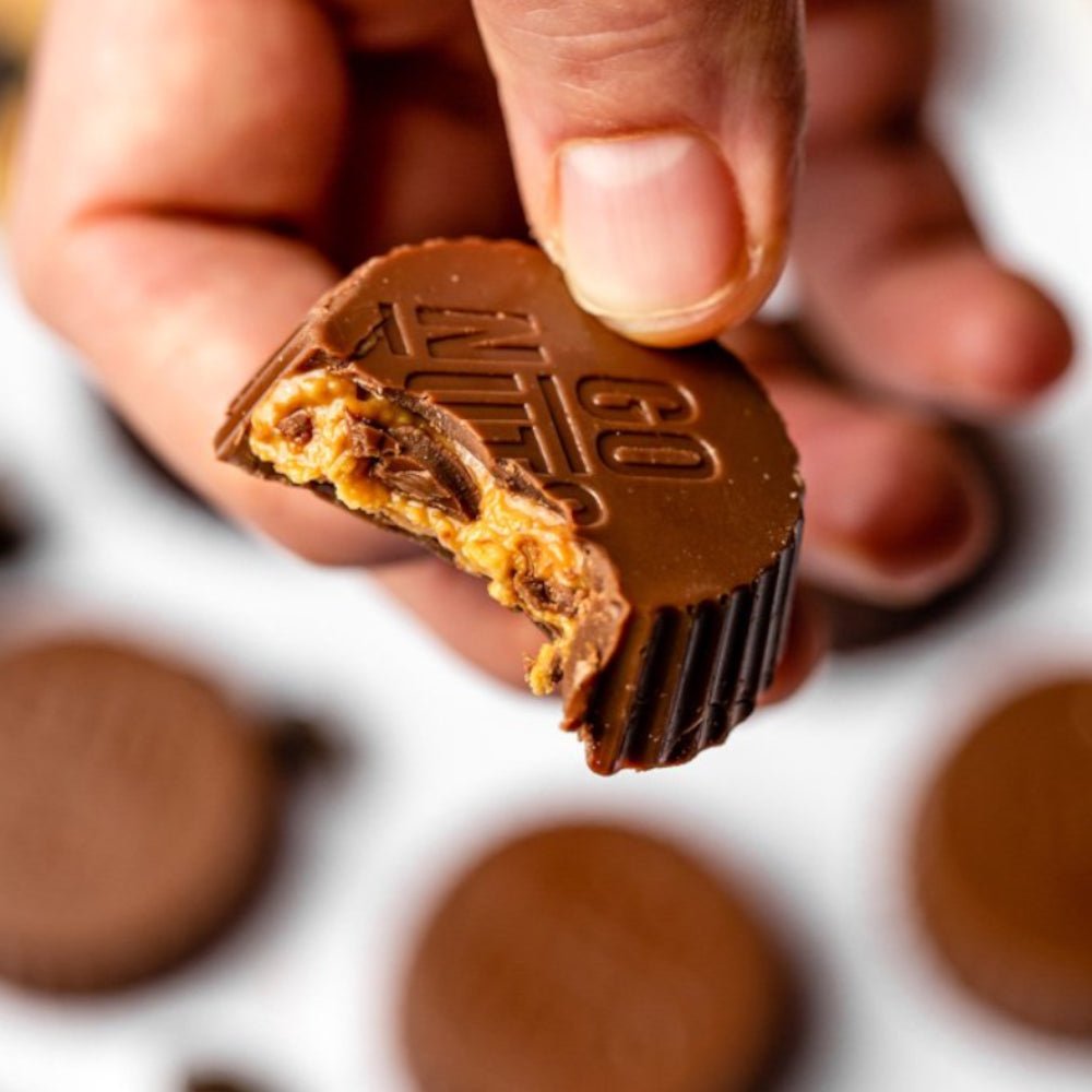 Palets chocolat au lait fourrés au beurre de cacahuetyes Bio GO Nuts sachet de 2 - Benedetti
