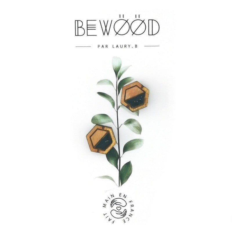 Puce d'oreille Ines Doré Noire BEWOOD - Benedetti