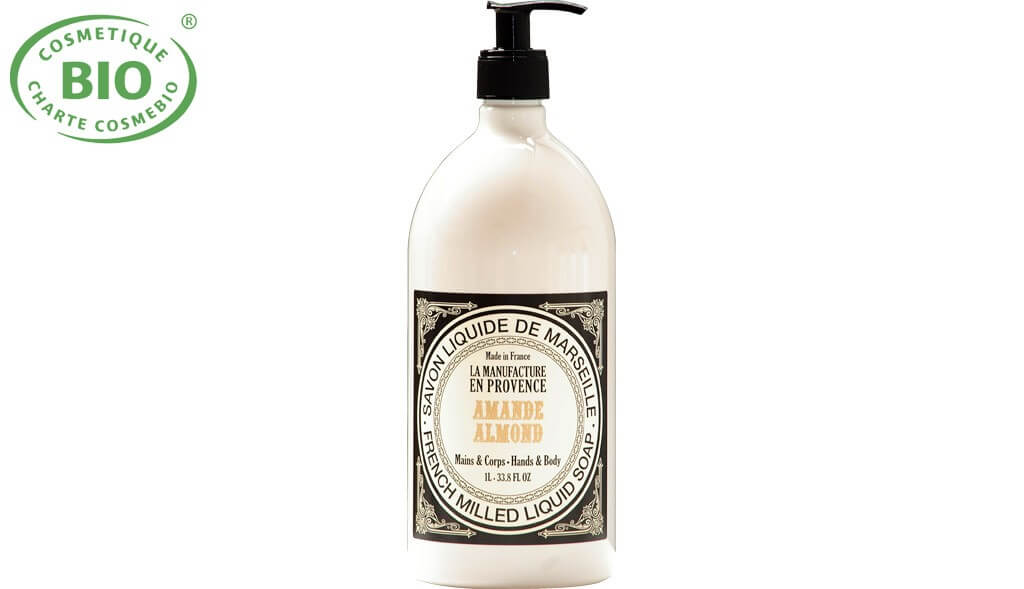 Savon liquide de Marseille Amande 1 litre La manufacture en Provence - Benedetti