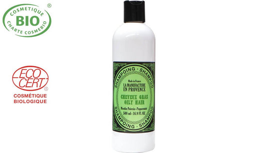 Shampoing Bio à la menthe poivrée pour cheveux Gras La manufacture en provence 500ml - Benedetti