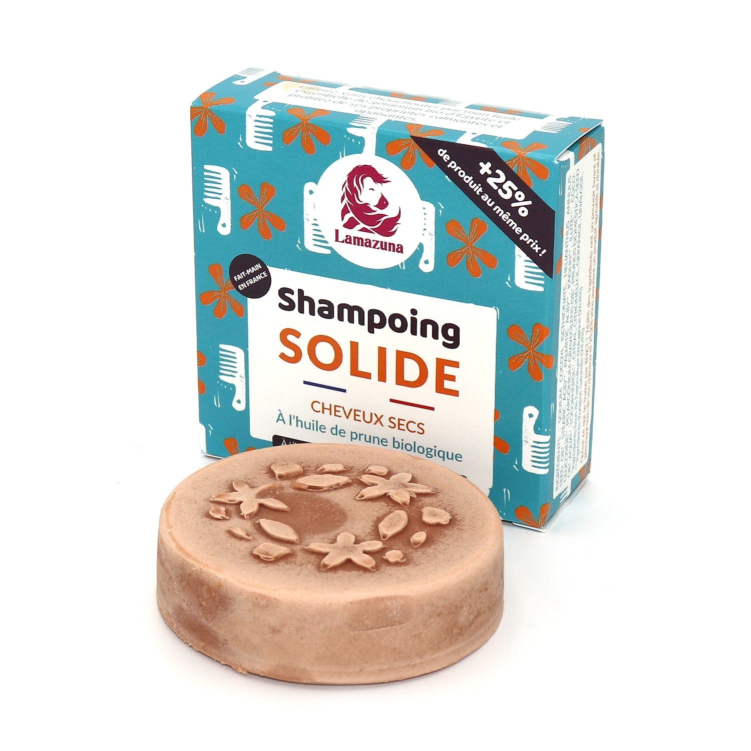 Shampoing solide Lamazuna Cheveux Secs à l'huile de prune bio 70ml - Benedetti