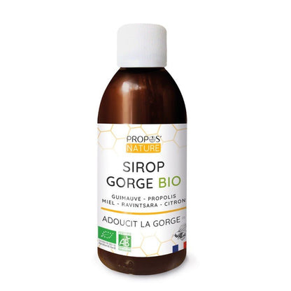 Sirop Gorge Propolis verte Bio Guimauve, propolis, miel, ravianstara, citron PROPOS NATURE 200ml - Benedetti