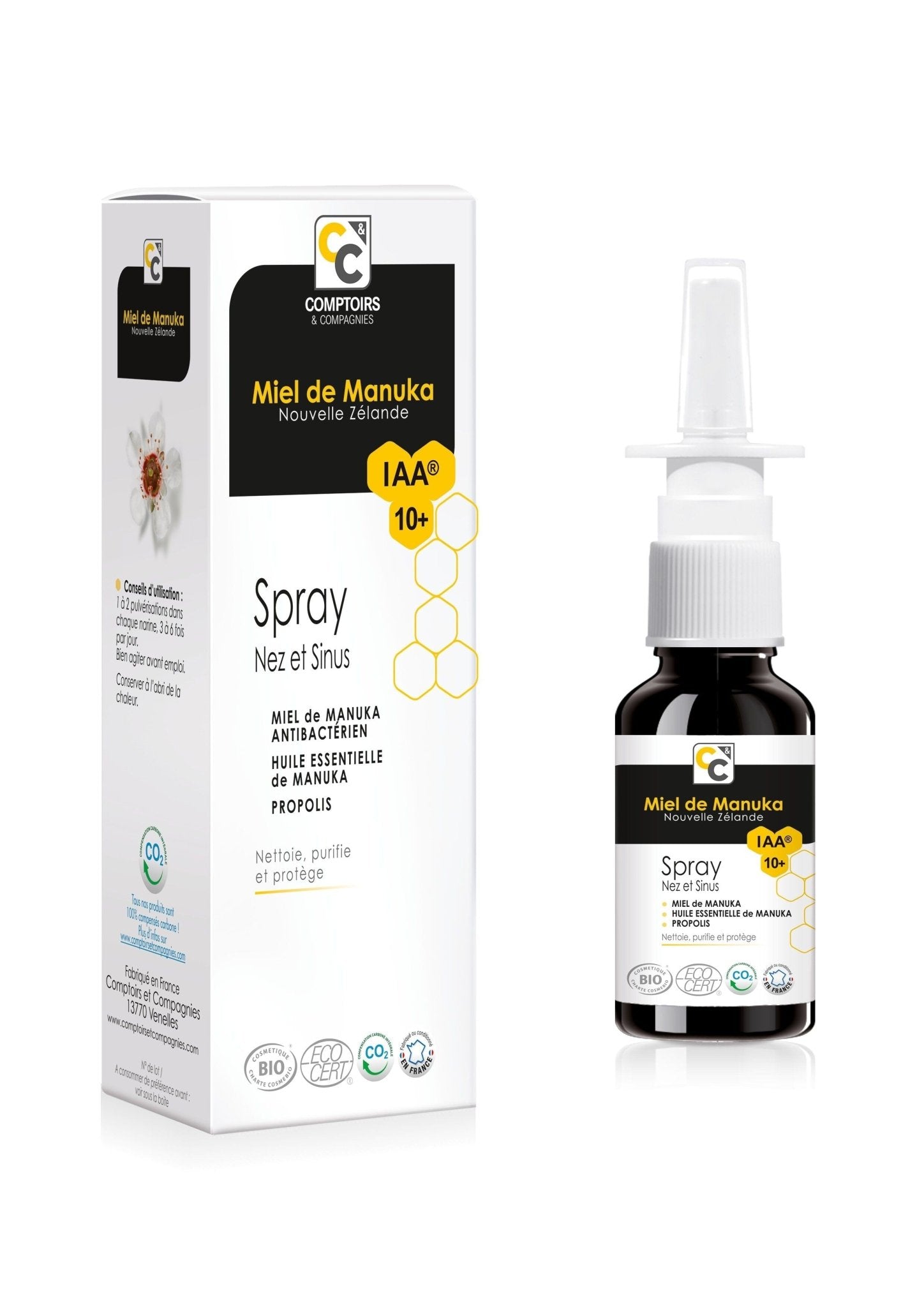 Spray Bio Nez et Sinus au miel de Manuka IAA10+ Comptoirs et Compagnies 25ml - Benedetti